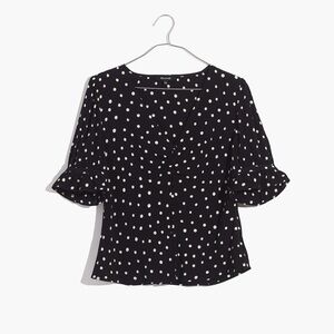 Madewell Black Blouse with White Dots